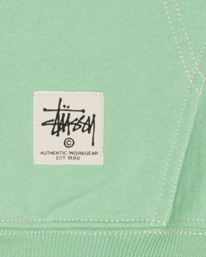 Women's Stussy Contrast Stitch Label Hood Sweatshirts Green Dubai | UAE AIC-0680