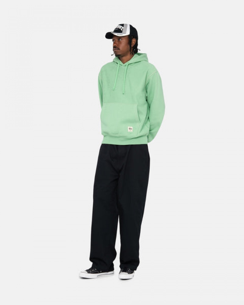 Women's Stussy Contrast Stitch Label Hood Sweatshirts Green Dubai | UAE AIC-0680