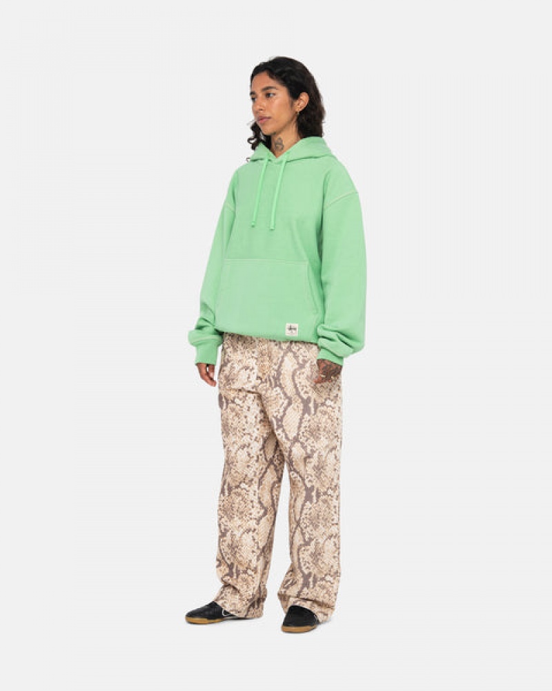 Women's Stussy Contrast Stitch Label Hood Sweatshirts Green Dubai | UAE AIC-0680