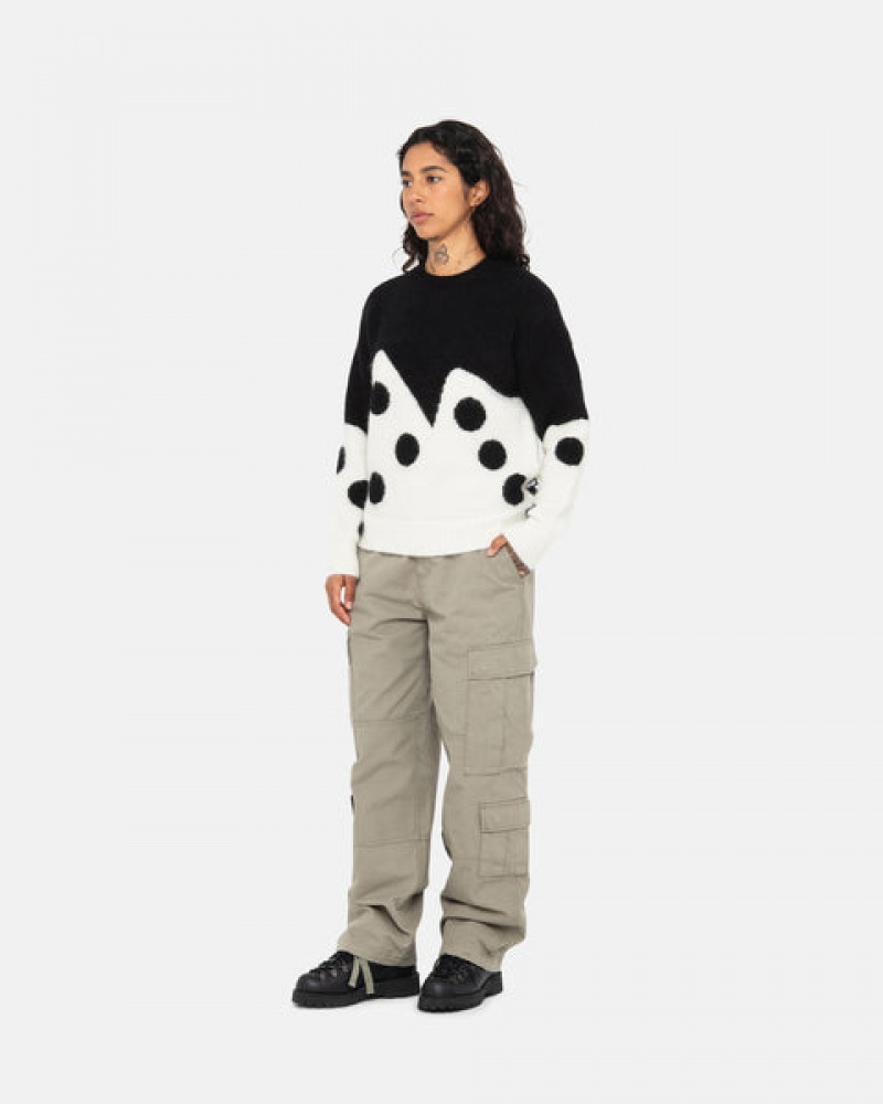 Women's Stussy Dice Fuzzy Crew Sweaters Black Dubai | UAE TNJ-7423