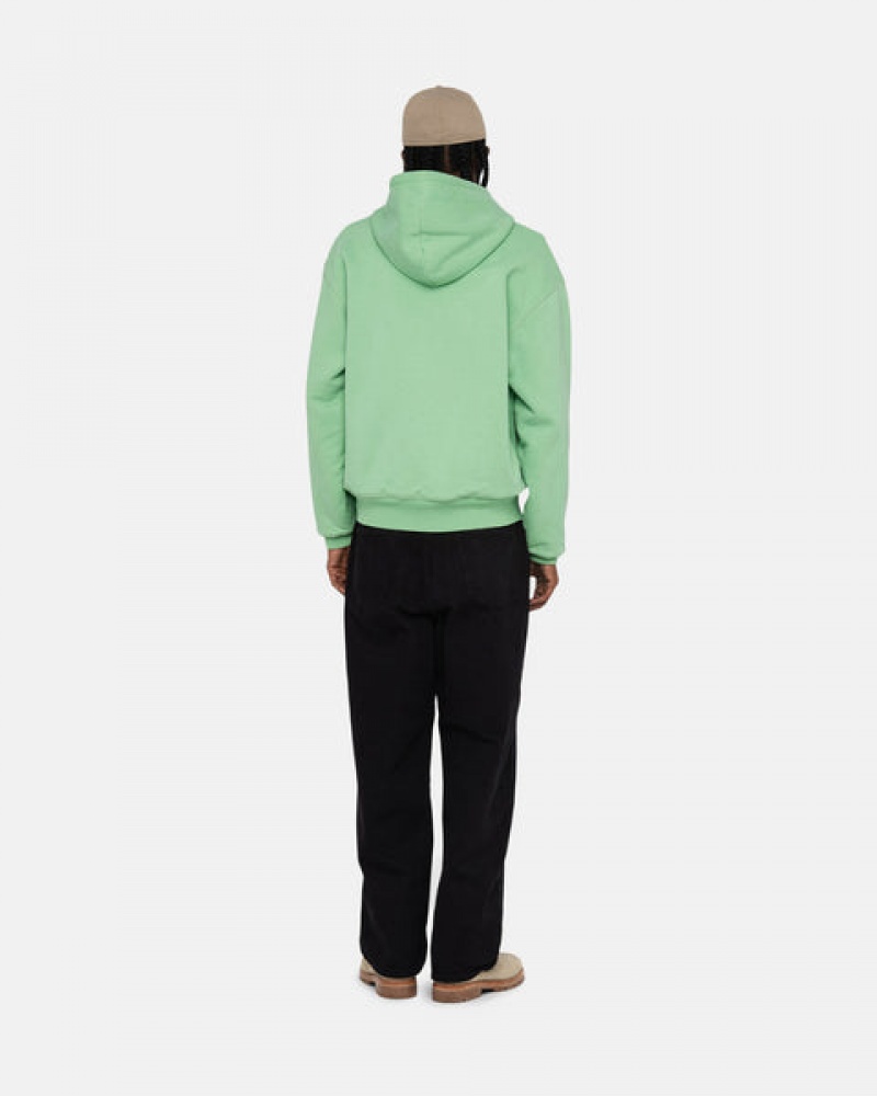 Women's Stussy Double Face Label Zip Hoodie Green Dubai | UAE HLI-7080