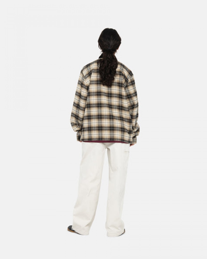 Women's Stussy Frank Plaid Zip Shirts Dark Grey Dubai | UAE SVN-2719