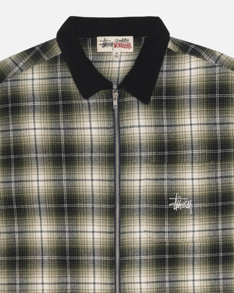 Women's Stussy Frank Plaid Zip Shirts Dark Grey Dubai | UAE SVN-2719