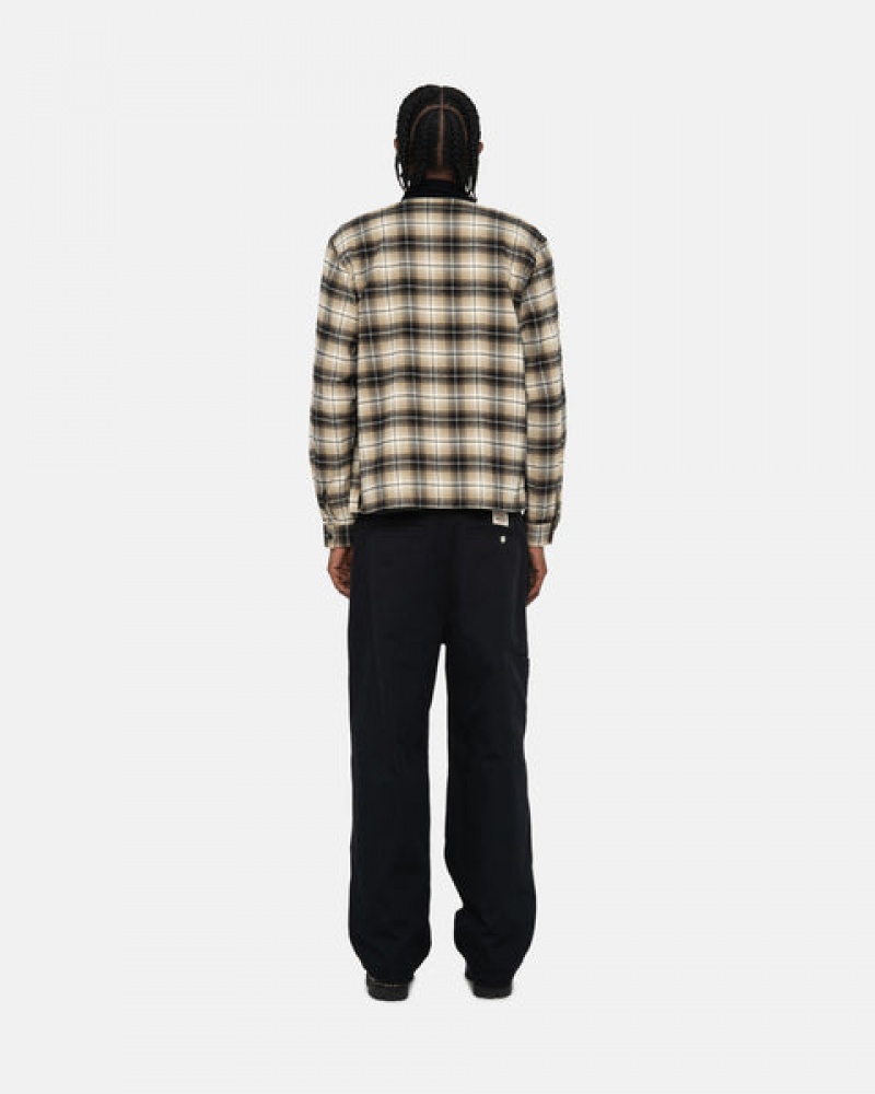 Women's Stussy Frank Plaid Zip Shirts Dark Grey Dubai | UAE SVN-2719