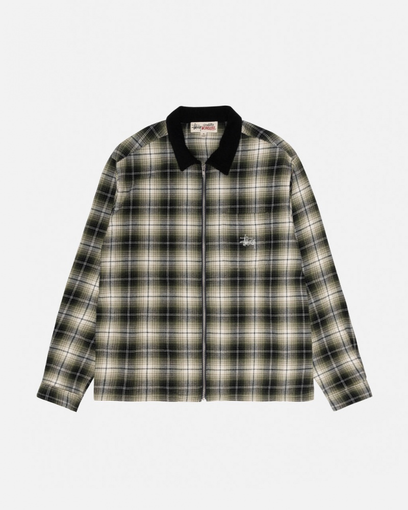 Women\'s Stussy Frank Plaid Zip Shirts Dark Grey Dubai | UAE SVN-2719