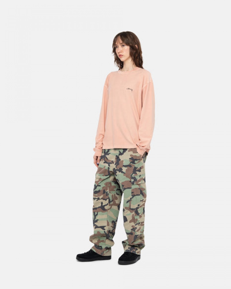 Women's Stussy Lazy Ls Tees Light Pink Dubai | UAE CKI-0418