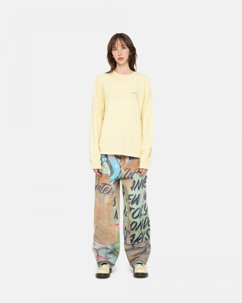 Women's Stussy Lazy Ls Tees Yellow Dubai | UAE CDW-1815