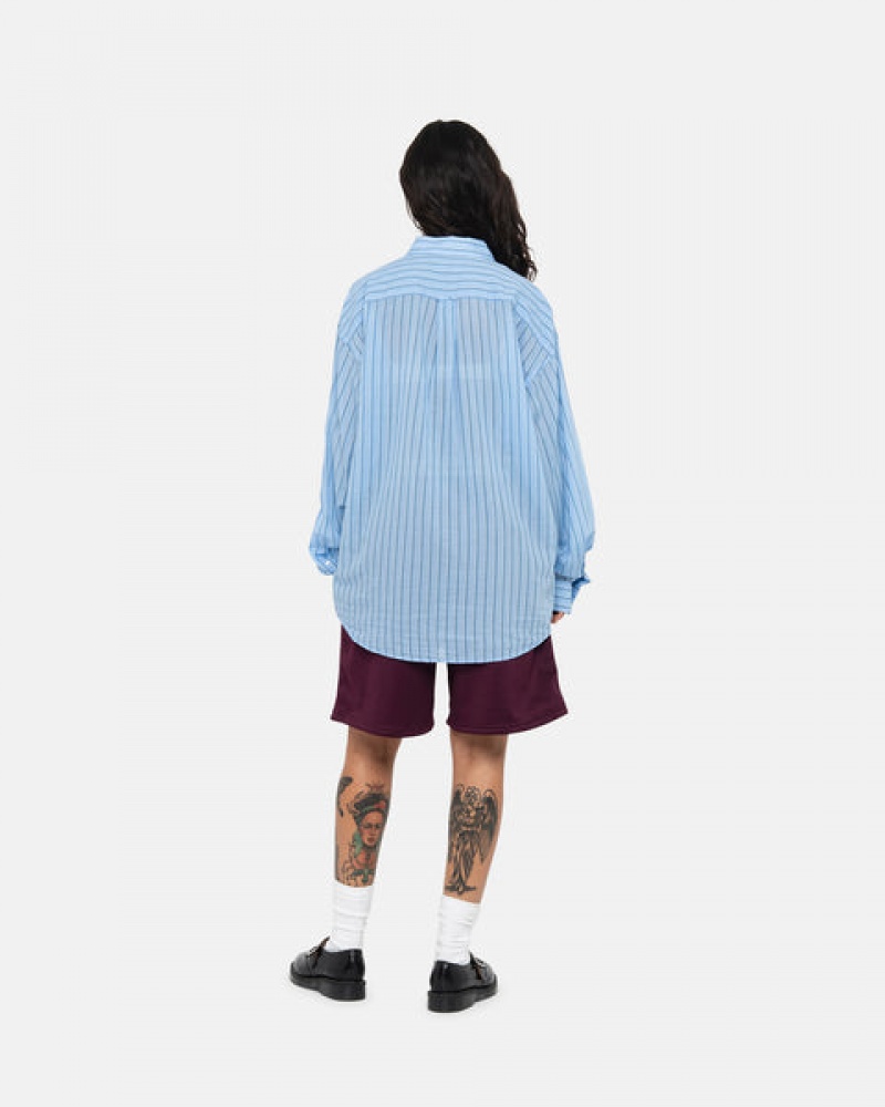 Women's Stussy Light Weight Classic Shirts Blue Dubai | UAE VUT-4669