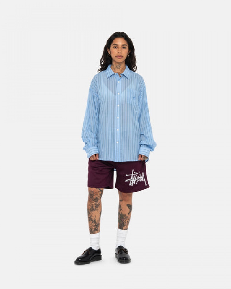 Women's Stussy Light Weight Classic Shirts Blue Dubai | UAE VUT-4669