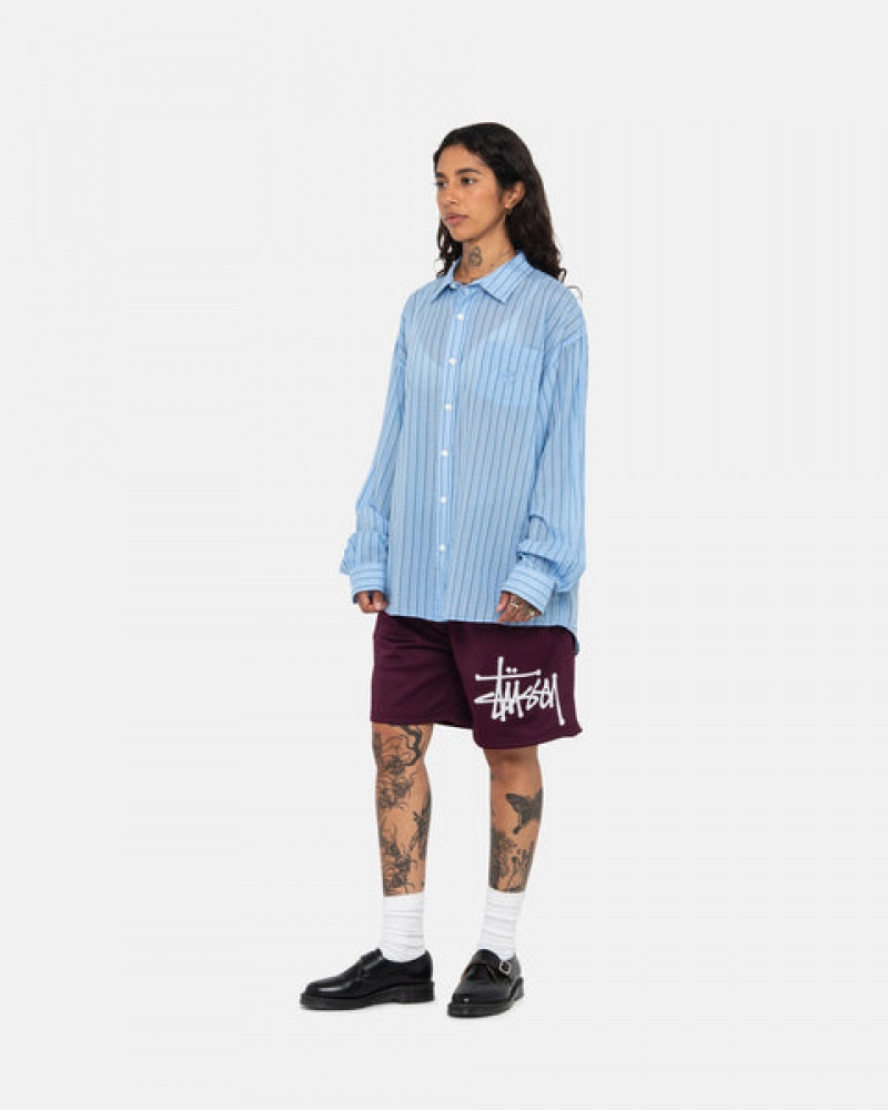 Women's Stussy Light Weight Classic Shirts Blue Dubai | UAE VUT-4669