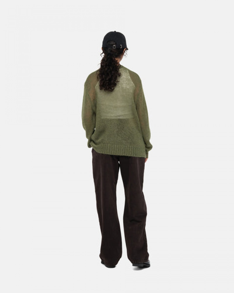 Women's Stussy Loose Knit Sweaters Olive Dubai | UAE FBG-2499