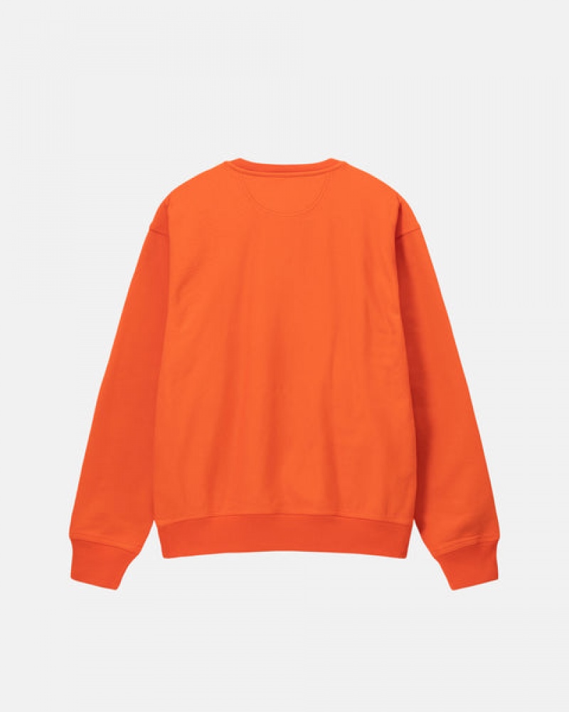 Women's Stussy Overdyed Stock Logo Crew Sweatshirts Orange Dubai | UAE RAA-9456