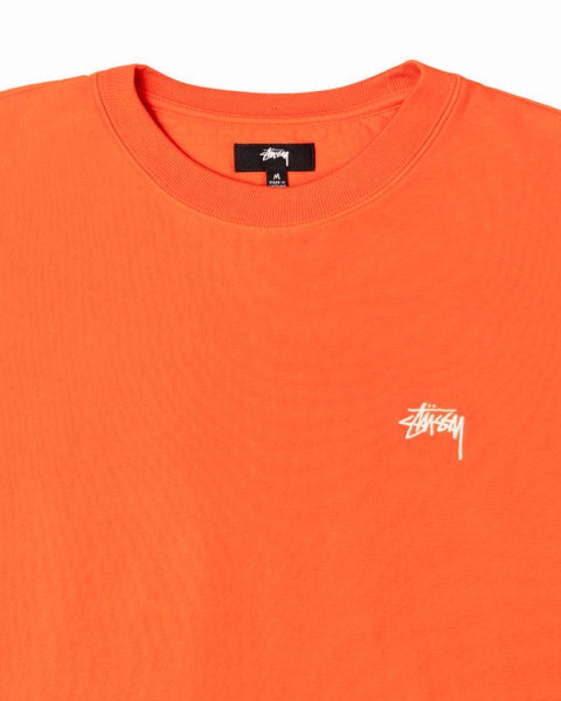 Women's Stussy Overdyed Stock Logo Crew Sweatshirts Orange Dubai | UAE RAA-9456