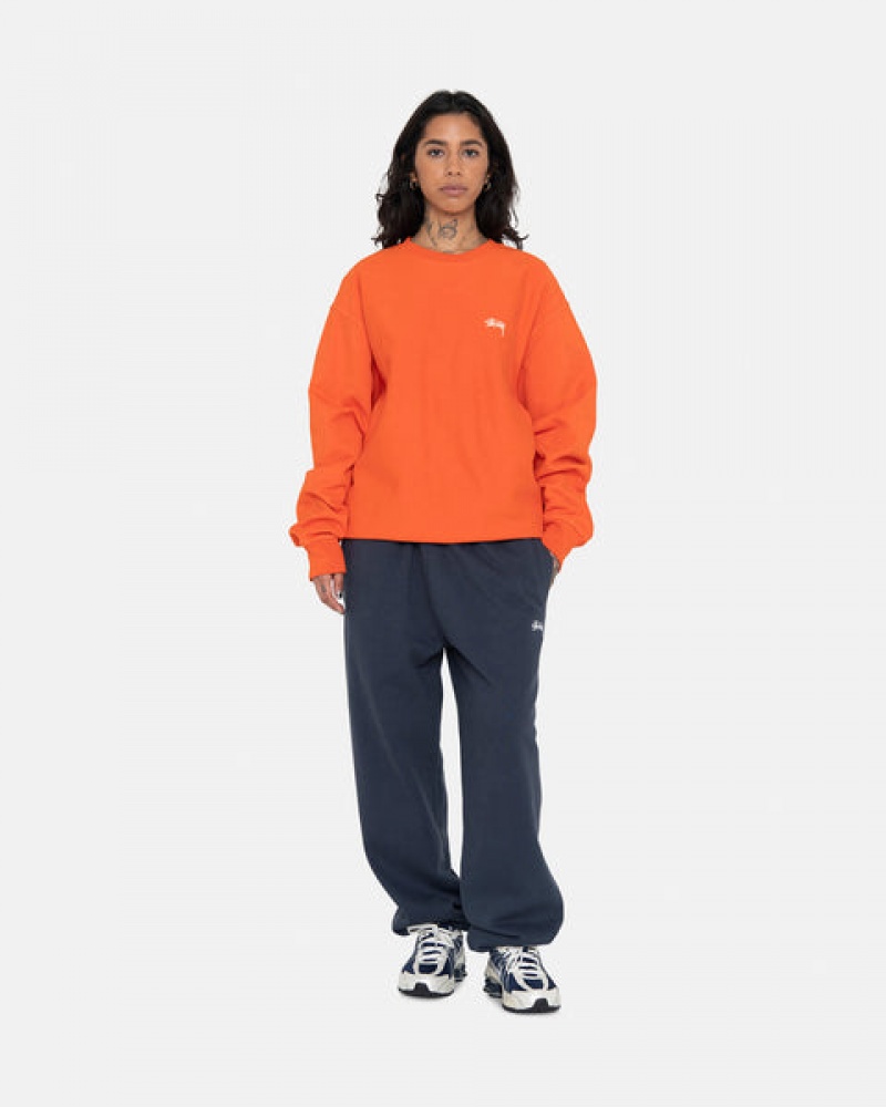 Women's Stussy Overdyed Stock Logo Crew Sweatshirts Orange Dubai | UAE RAA-9456