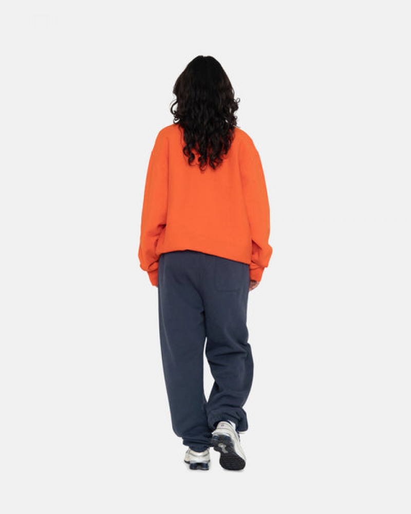 Women's Stussy Overdyed Stock Logo Crew Sweatshirts Orange Dubai | UAE RAA-9456