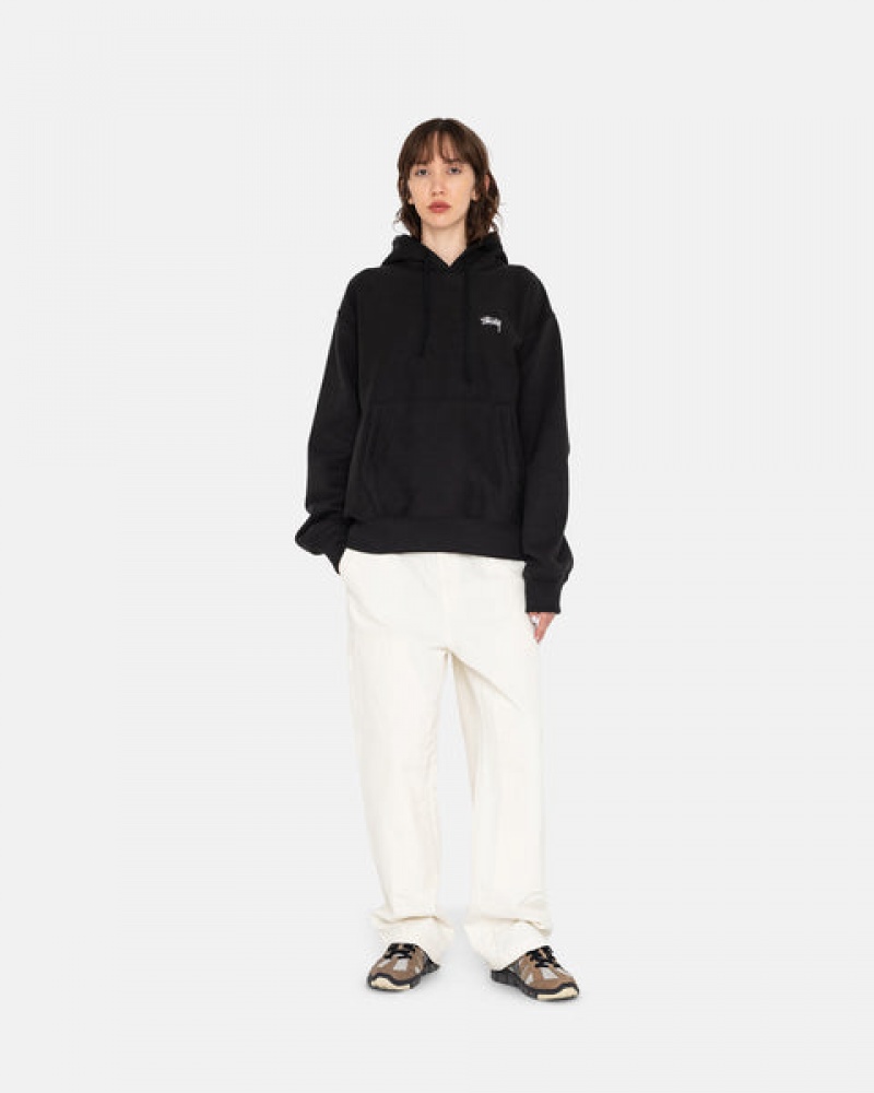 Women's Stussy Overdyed Stock Logo Hoodie Black Dubai | UAE ITC-5195