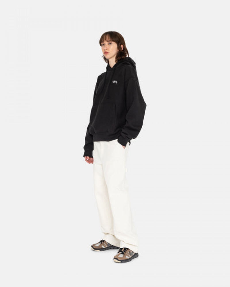 Women's Stussy Overdyed Stock Logo Hoodie Black Dubai | UAE ITC-5195