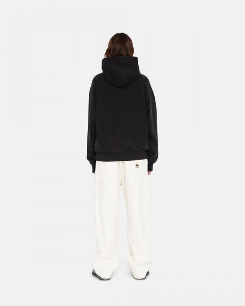 Women's Stussy Overdyed Stock Logo Hoodie Black Dubai | UAE ITC-5195