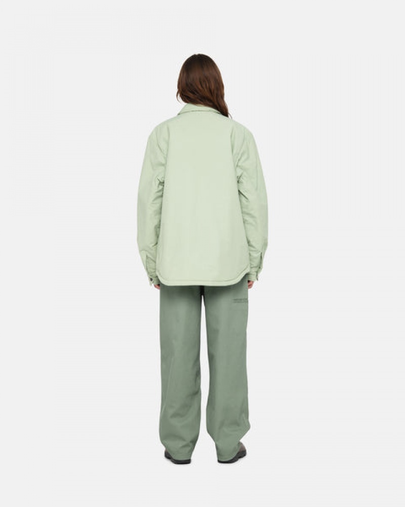 Women's Stussy Padded Tech Over Shirts Green Dubai | UAE PZL-6744