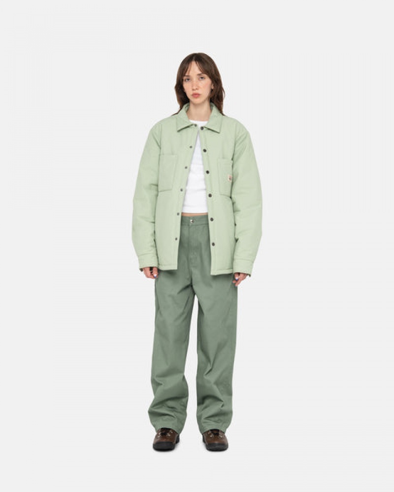 Women's Stussy Padded Tech Over Shirts Green Dubai | UAE PZL-6744