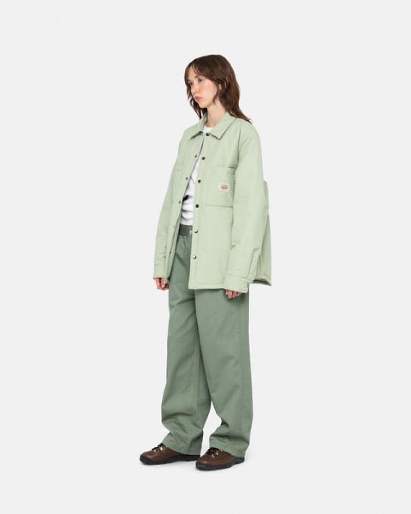 Women's Stussy Padded Tech Over Shirts Green Dubai | UAE PZL-6744