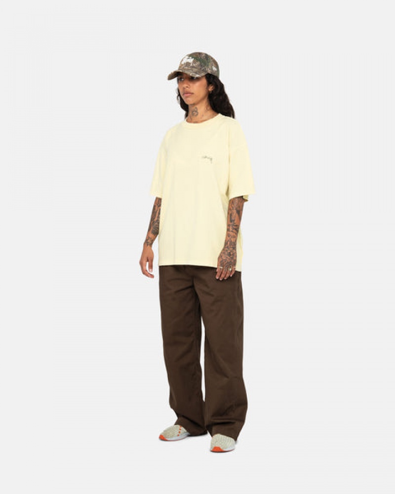 Women's Stussy Pig. Dyed Inside Out Crew Tees Yellow Dubai | UAE YPC-3790