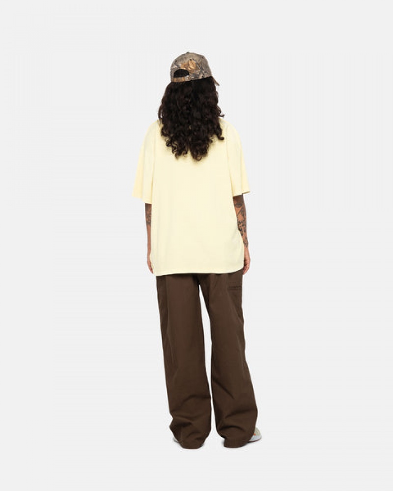 Women's Stussy Pig. Dyed Inside Out Crew Tees Yellow Dubai | UAE YPC-3790