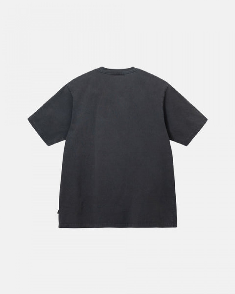 Women's Stussy Pigment Dyed Crew Tees Black Dubai | UAE DVT-3472