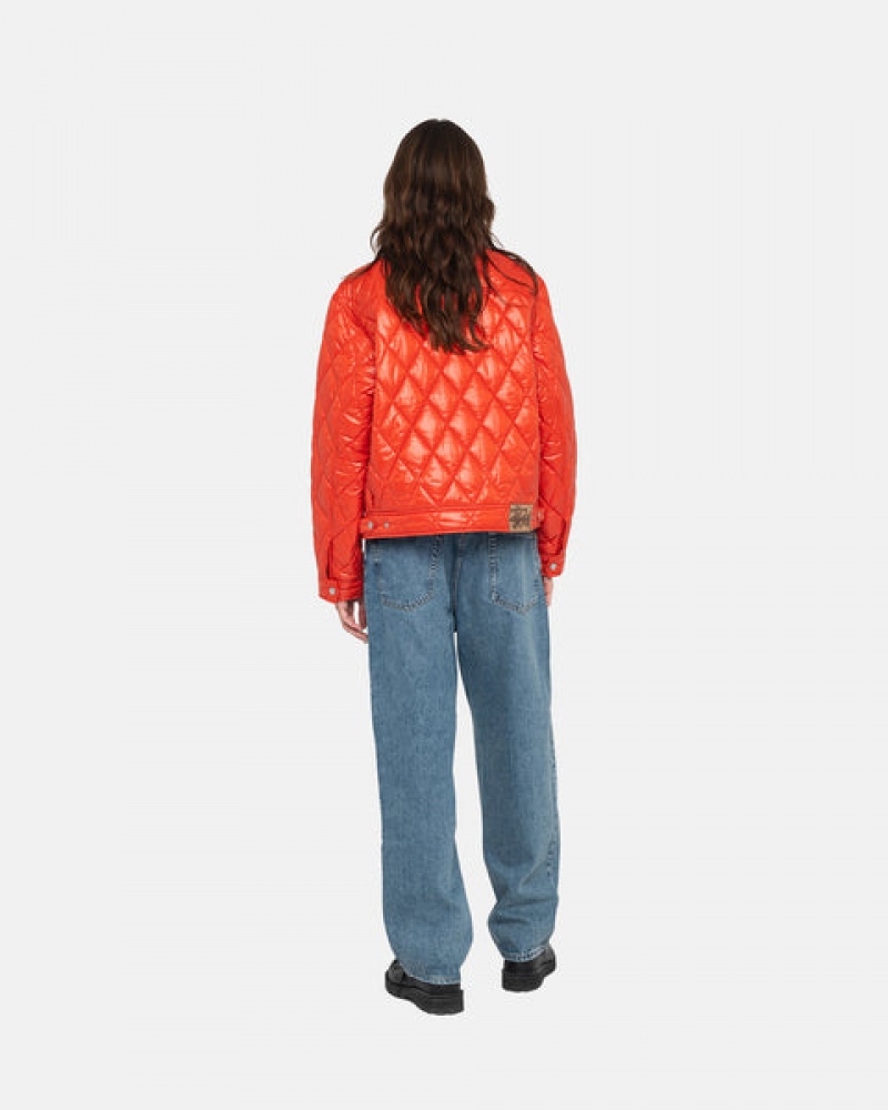 Women's Stussy Ranch Jacket Quilted Nylon Jackets Red Dubai | UAE MTK-3014