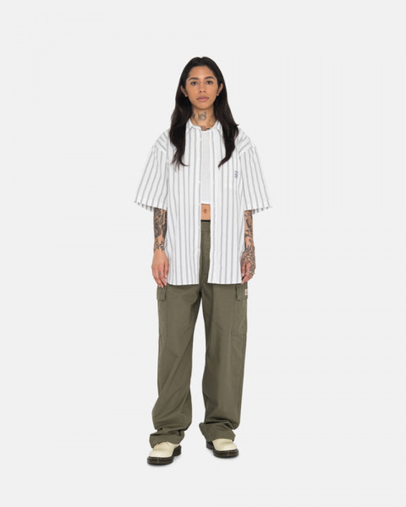 Women's Stussy Ripstop Cargo Beach Pants Olive Dubai | UAE TTD-4945