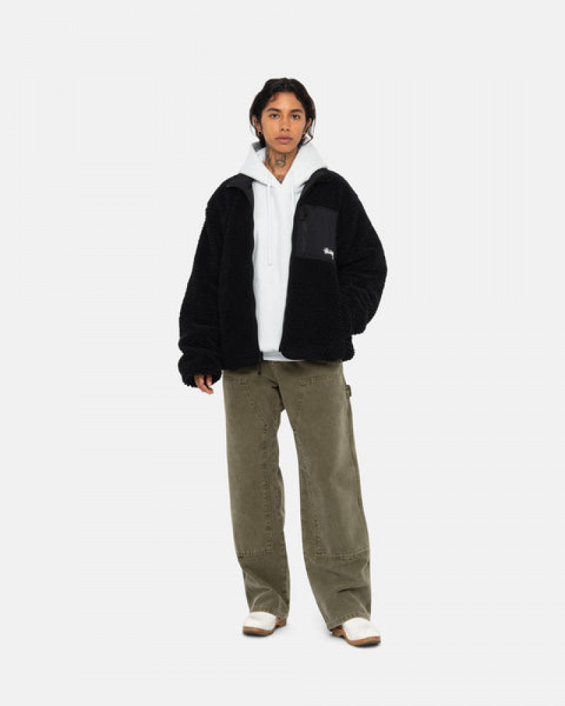 Women's Stussy Sherpa Reversible Jackets Black Dubai | UAE JVL-9936