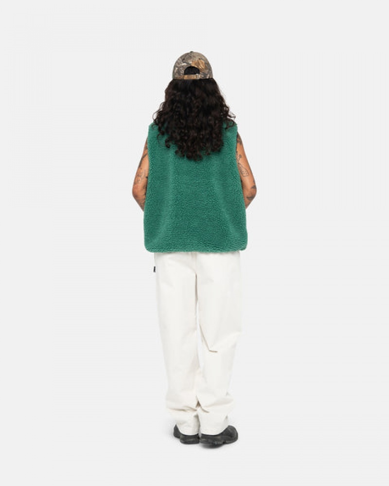 Women's Stussy Sherpa Reversible Vest Turquoise Dubai | UAE DIL-3134