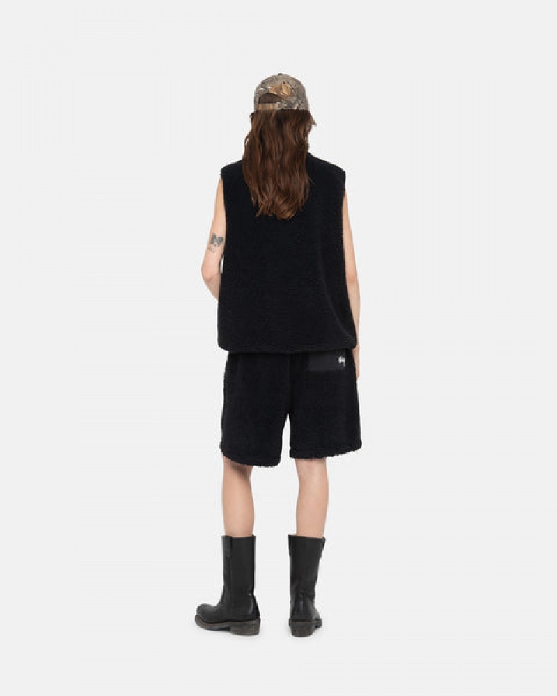 Women's Stussy Sherpa Shorts Black Dubai | UAE EWD-2640