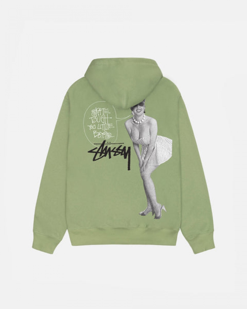 Women's Stussy Skate Tough Zip Hoodie Green Dubai | UAE BNV-7379