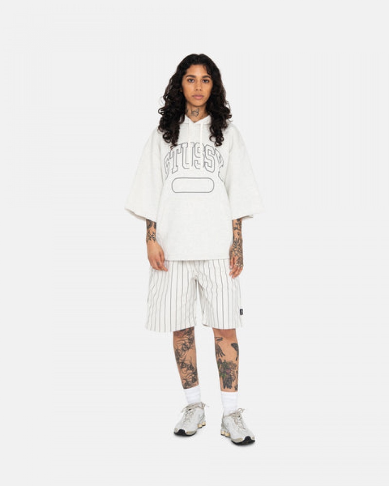 Women's Stussy Ss Boxy Cropped Hoodie Grey Dubai | UAE POQ-1727