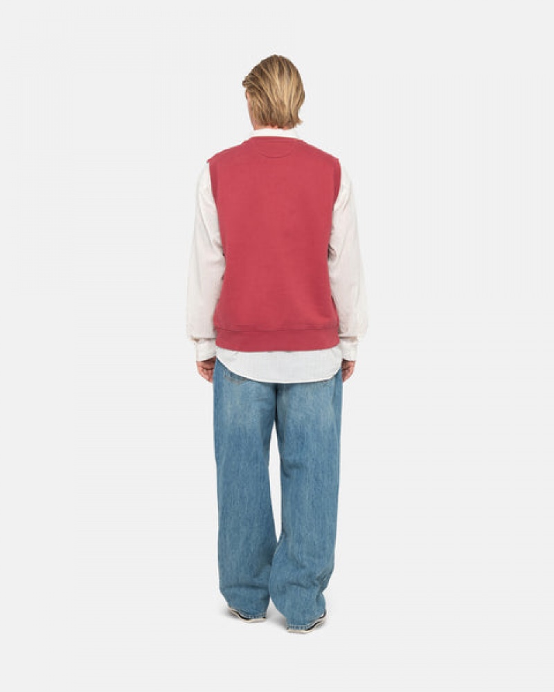 Women's Stussy Stock Fleece Vest Sweatshirts Burgundy Dubai | UAE ECA-3811