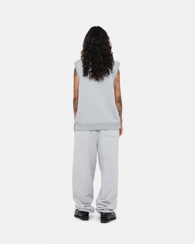 Women's Stussy Stock Fleece Vest Sweatshirts Grey Dubai | UAE DYY-8128