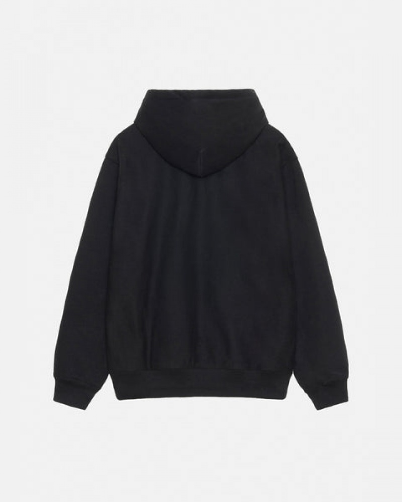 Women's Stussy Stock Logo Applique Hoodie Black Dubai | UAE SYK-5120