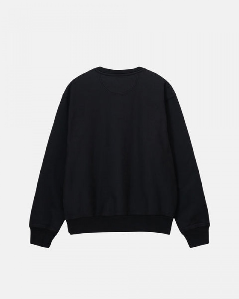 Women's Stussy Stock Logo Crew Sweatshirts Black Dubai | UAE ASN-4990