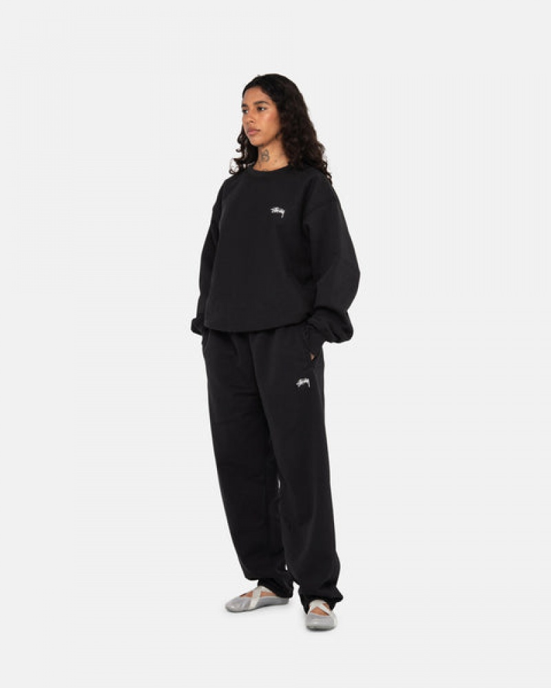 Women's Stussy Stock Logo Crew Sweatshirts Black Dubai | UAE ASN-4990