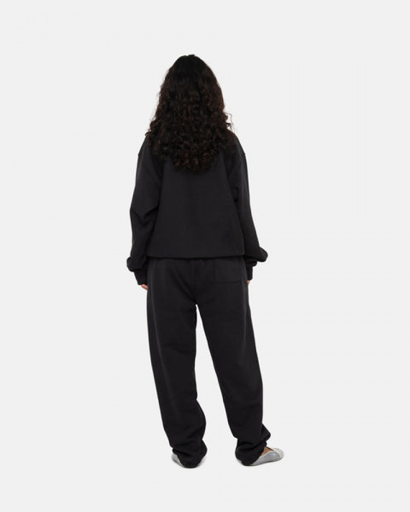 Women's Stussy Stock Logo Crew Sweatshirts Black Dubai | UAE ASN-4990