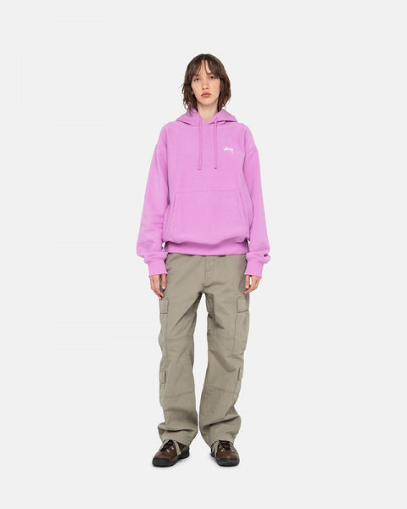 Women's Stussy Stock Logo Hood Sweatshirts Purple Dubai | UAE GLS-3698