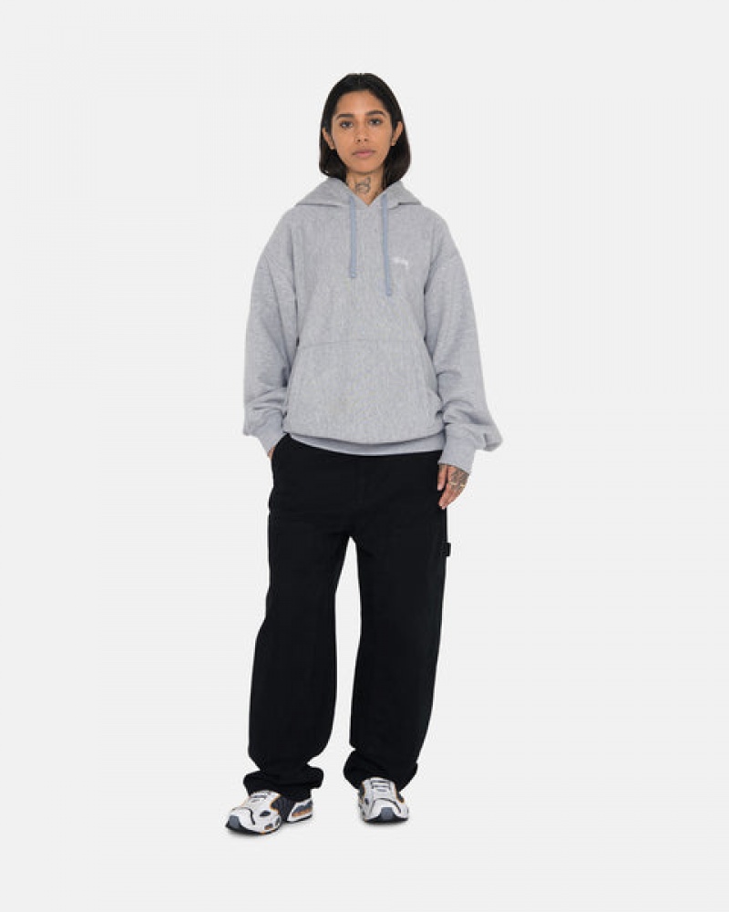 Women's Stussy Stock Logo Hoodie Grey Dubai | UAE RFH-1044