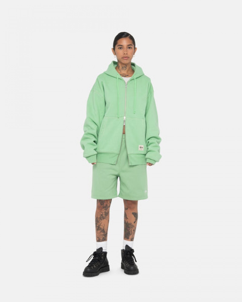 Women's Stussy Stock Logo Sweatshorts Green Dubai | UAE RIE-1894