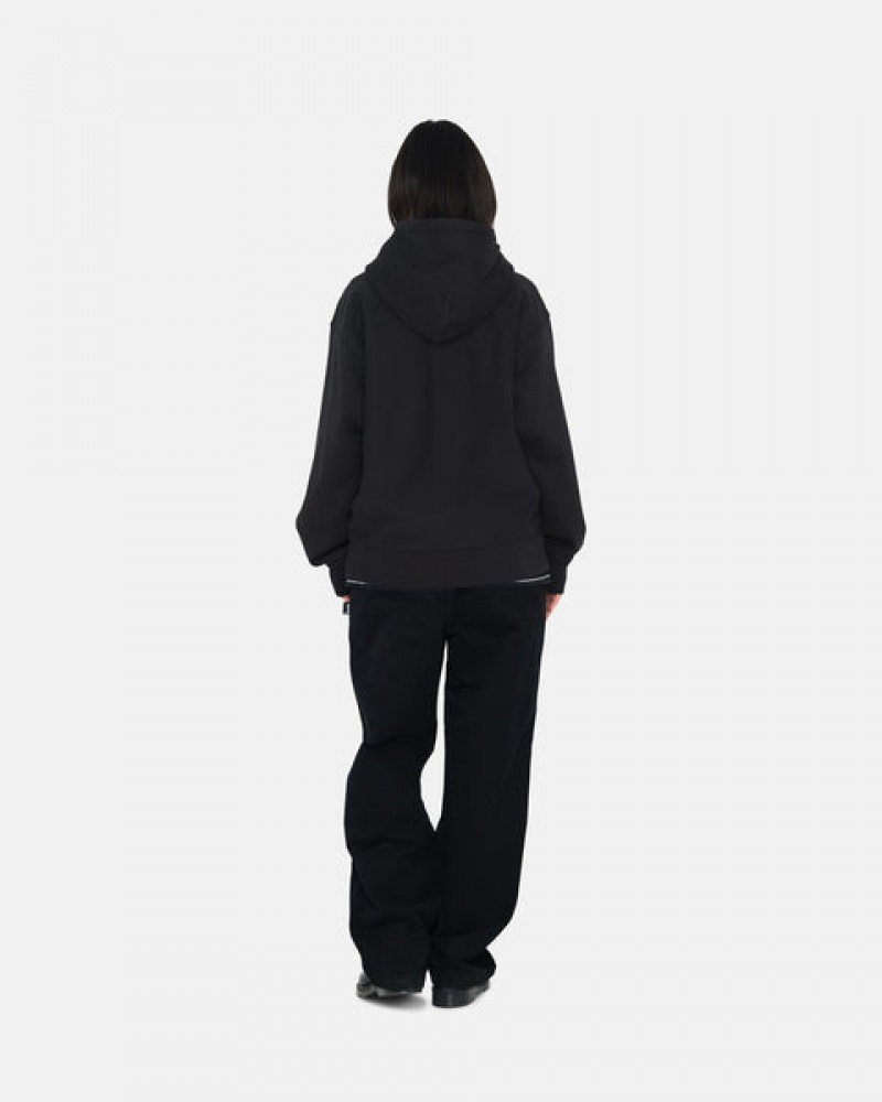 Women's Stussy Stock Logo Zip Hoodie Black Dubai | UAE JBQ-6345