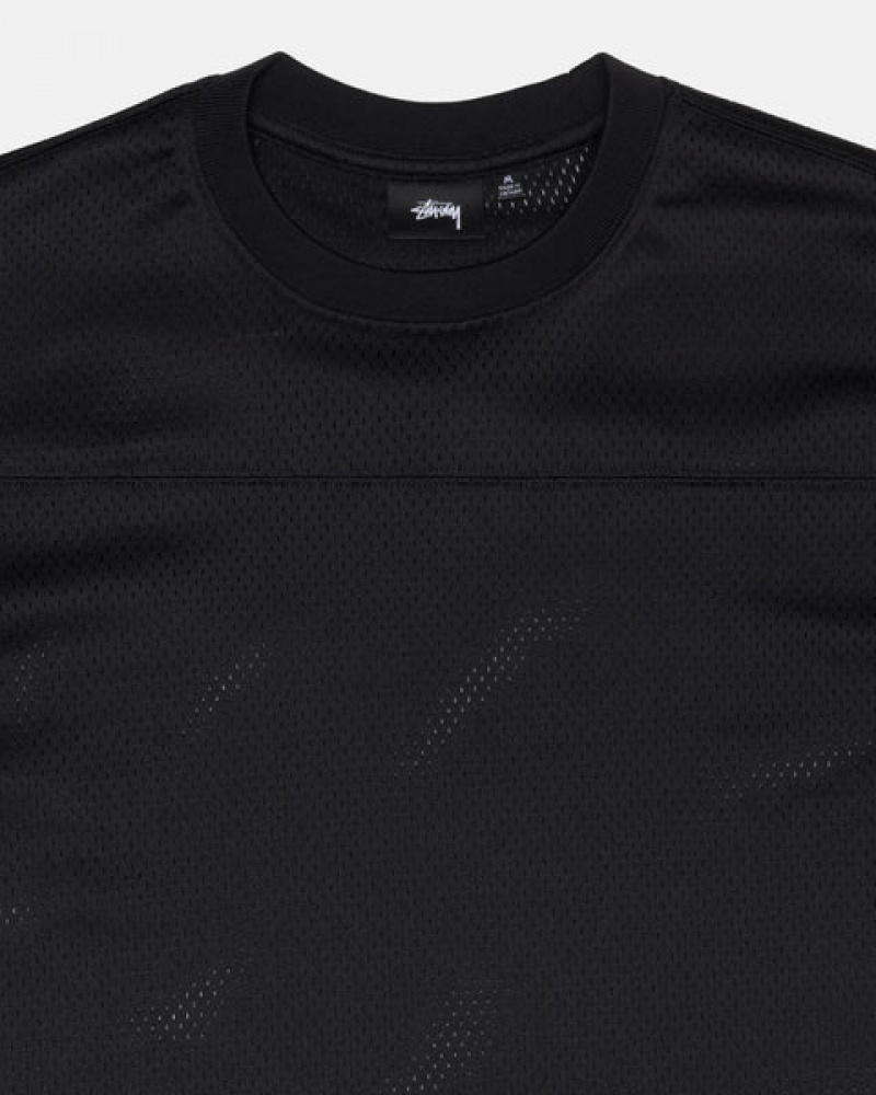 Women's Stussy Surfman Mesh Football Jersey Tops Black Dubai | UAE QIO-7610