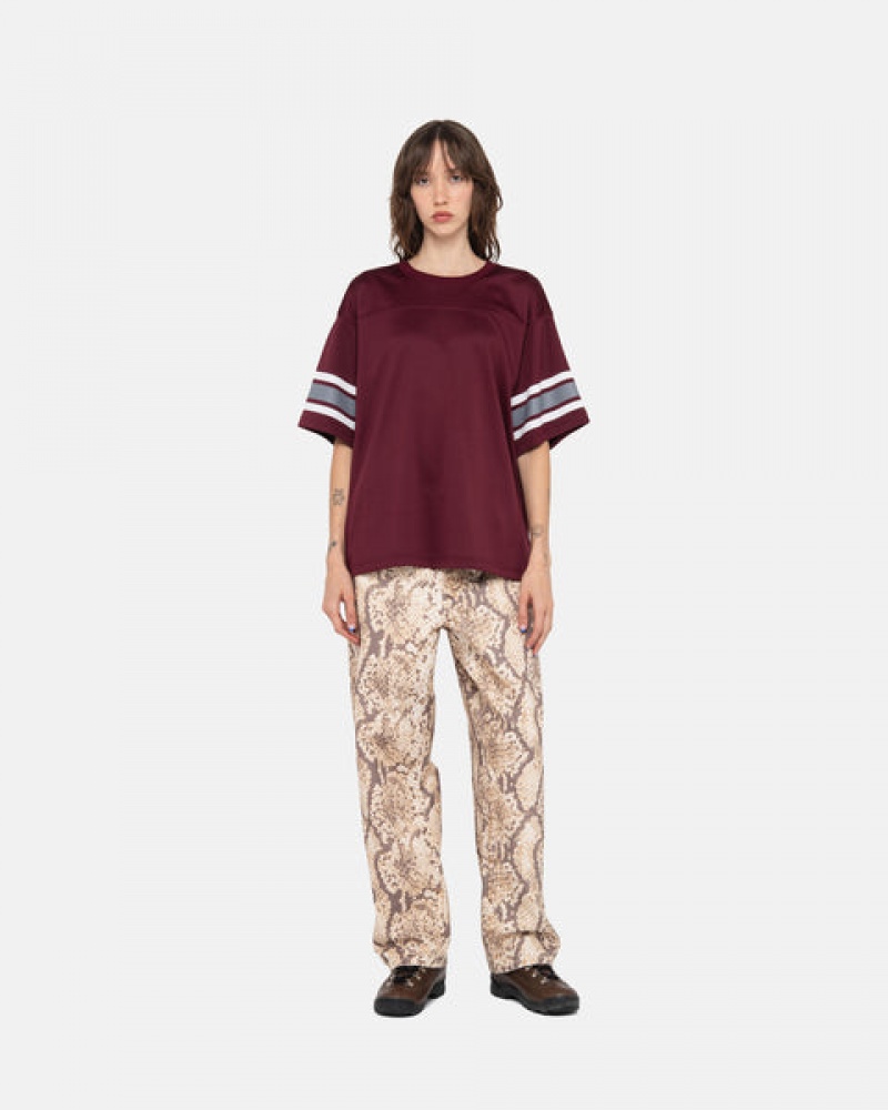 Women's Stussy Surfman Mesh Football Jersey Tops Burgundy Dubai | UAE BHL-1754