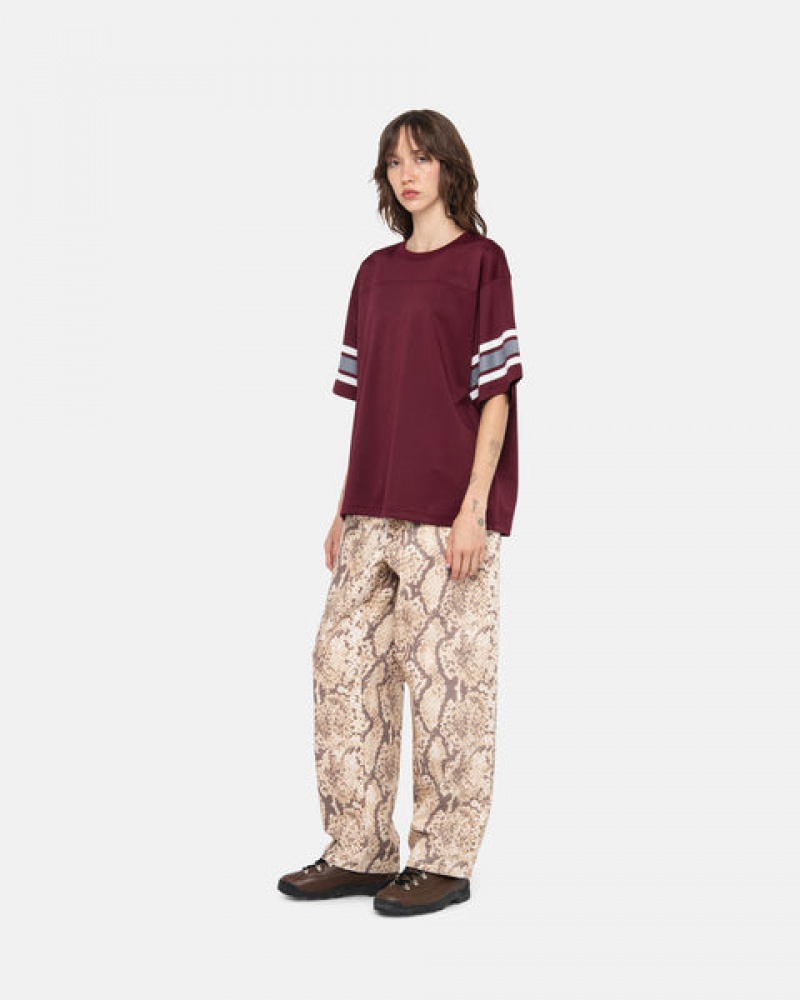 Women's Stussy Surfman Mesh Football Jersey Tops Burgundy Dubai | UAE BHL-1754