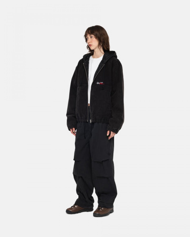 Women's Stussy Work Jacket Insulated Canvas Jackets Black Dubai | UAE QXJ-9800