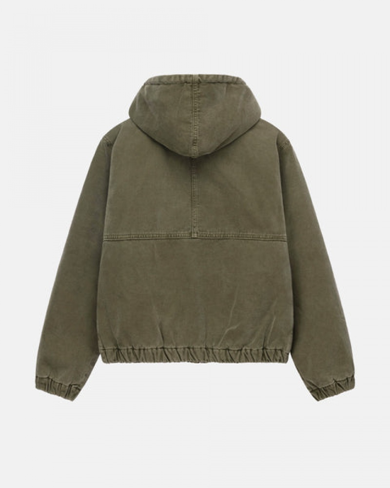 Women's Stussy Work Jacket Insulated Canvas Jackets Olive Dubai | UAE JAH-3529